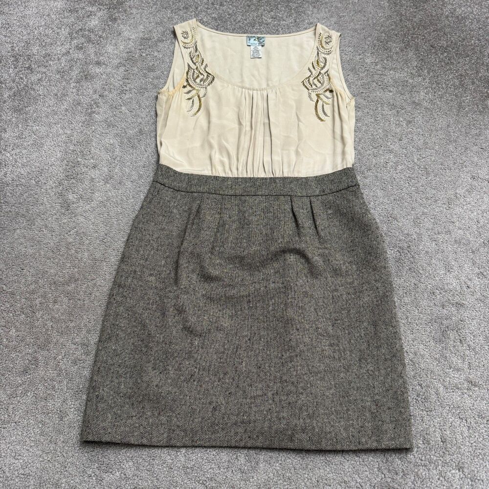 Anthropologie Tabitha Harbingers Of Fall Silk Beaded Pencil Mini Dress Womens 12